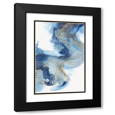 Celestial Blue I  Black Modern Wood Framed Art Print with Double Matting by PI Studio