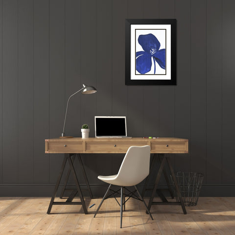 Indigo Petal II  Black Modern Wood Framed Art Print with Double Matting by PI Studio