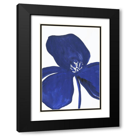 Indigo Petal II  Black Modern Wood Framed Art Print with Double Matting by PI Studio