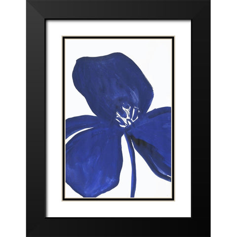 Indigo Petal II  Black Modern Wood Framed Art Print with Double Matting by PI Studio