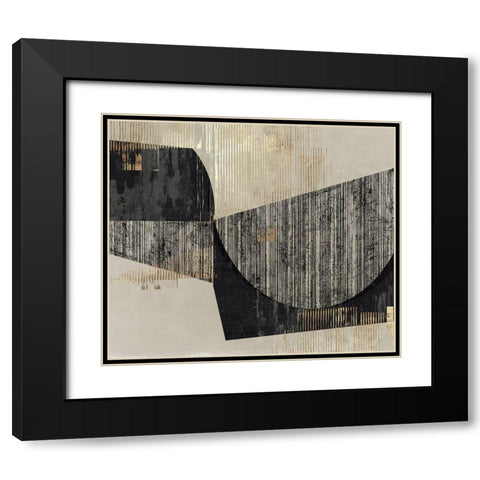 AdheredÂ  Black Modern Wood Framed Art Print with Double Matting by PI Studio