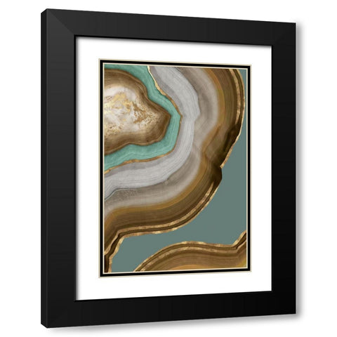 Agate Earth Tones II Black Modern Wood Framed Art Print with Double Matting by PI Studio