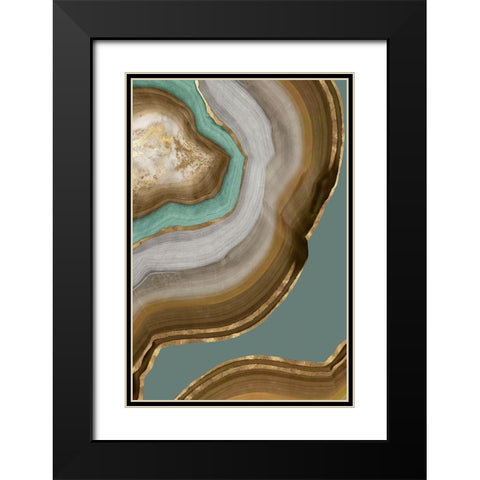 Agate Earth Tones II Black Modern Wood Framed Art Print with Double Matting by PI Studio