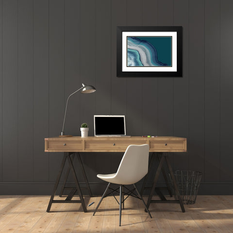 Agate Deep Blue Sea Black Modern Wood Framed Art Print with Double Matting by PI Studio