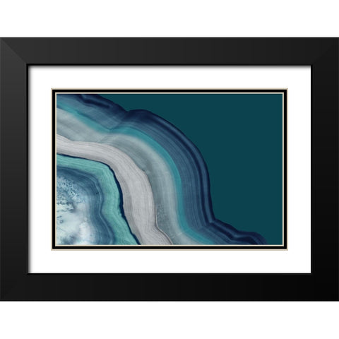 Agate Deep Blue Sea Black Modern Wood Framed Art Print with Double Matting by PI Studio