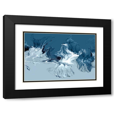 Azure Marble I Black Modern Wood Framed Art Print with Double Matting by PI Studio