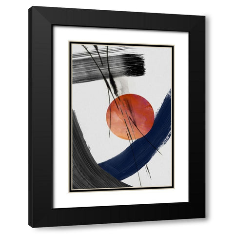 Red Sun Over Paradise I Black Modern Wood Framed Art Print with Double Matting by PI Studio