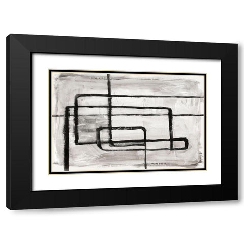 Couplet I Black Modern Wood Framed Art Print with Double Matting by PI Studio