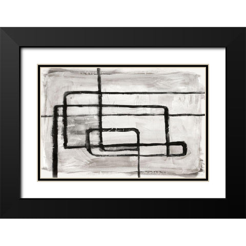 Couplet I Black Modern Wood Framed Art Print with Double Matting by PI Studio