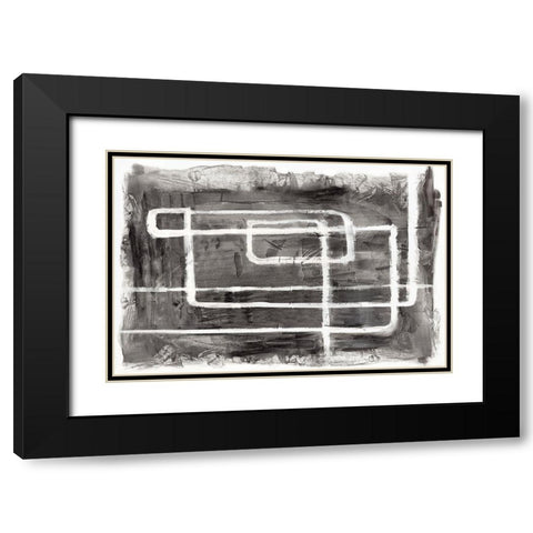 Couplet II Black Modern Wood Framed Art Print with Double Matting by PI Studio