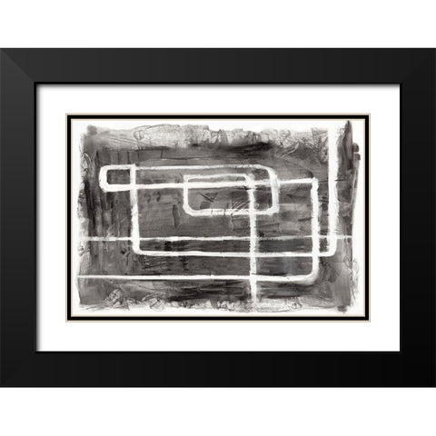 Couplet II Black Modern Wood Framed Art Print with Double Matting by PI Studio