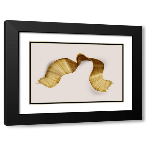 Golden Stroke  Black Modern Wood Framed Art Print with Double Matting by PI Studio