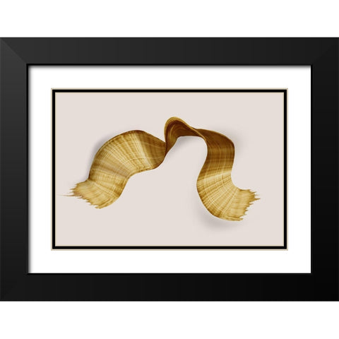 Golden Stroke  Black Modern Wood Framed Art Print with Double Matting by PI Studio