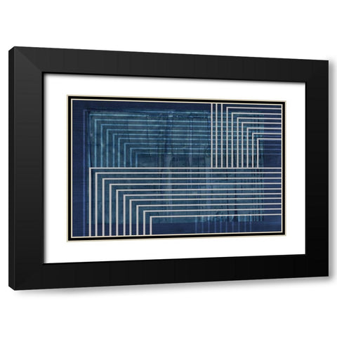 Beneath the Dark Blue Waves I Black Modern Wood Framed Art Print with Double Matting by PI Studio