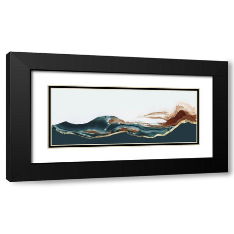 Waves of Blue  Black Modern Wood Framed Art Print with Double Matting by PI Studio