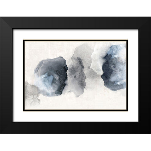 Crackled Blue Rocks  Black Modern Wood Framed Art Print with Double Matting by PI Studio
