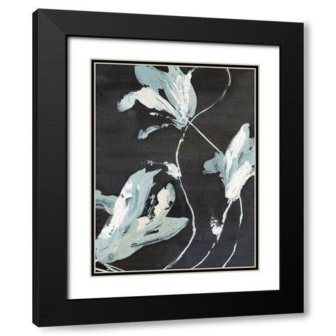 Blue Flora I  Black Modern Wood Framed Art Print with Double Matting by PI Studio