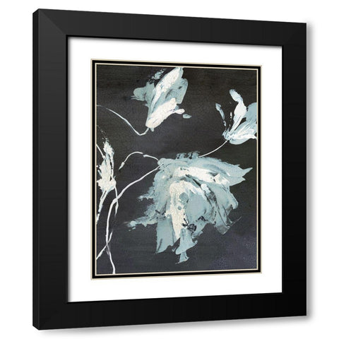 Blue Flora II Black Modern Wood Framed Art Print with Double Matting by PI Studio