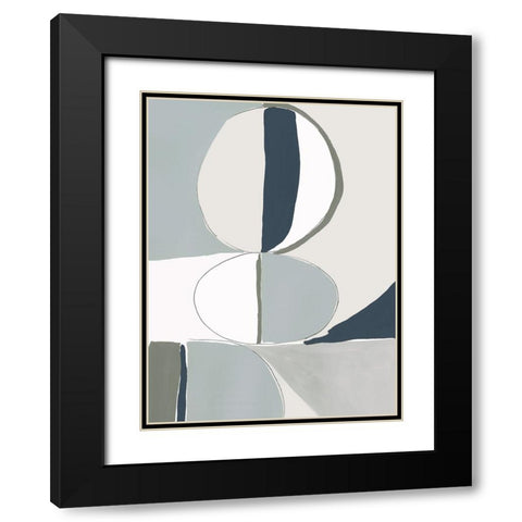 Speculate I Blue Version Black Modern Wood Framed Art Print with Double Matting by PI Galerie