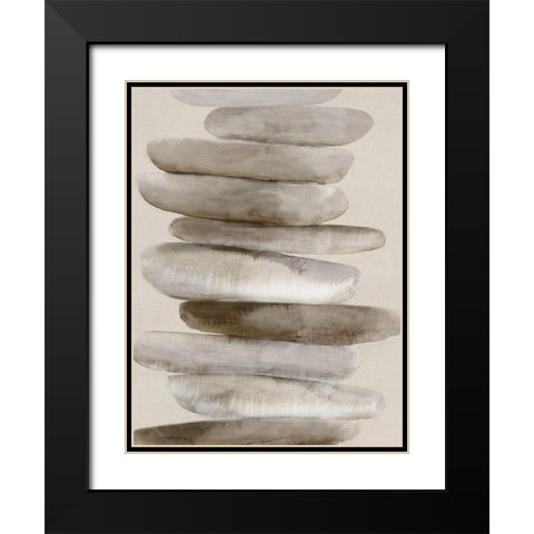 Stacked Rocks II Black Modern Wood Framed Art Print with Double Matting by PI Studio