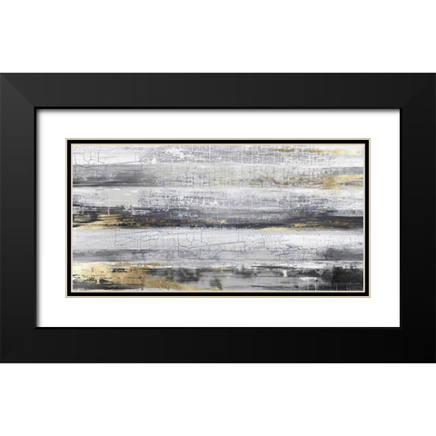 Golden Crackle  Black Modern Wood Framed Art Print with Double Matting by PI Studio