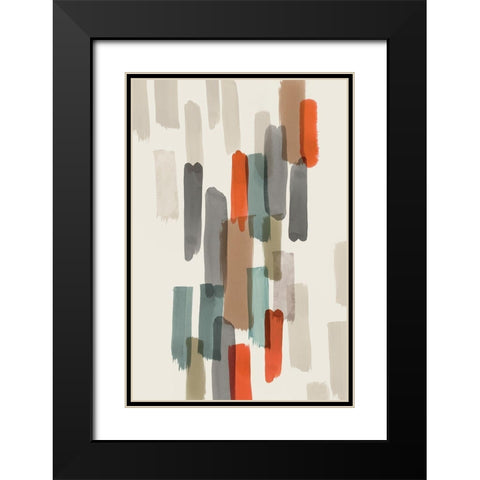 Colourful Brush Strokes I  Black Modern Wood Framed Art Print with Double Matting by PI Studio