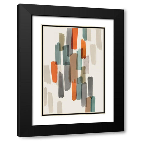 Colourful Brush Strokes II Black Modern Wood Framed Art Print with Double Matting by PI Studio