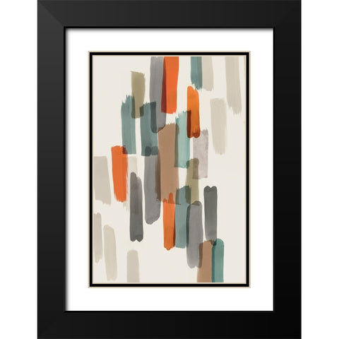 Colourful Brush Strokes II Black Modern Wood Framed Art Print with Double Matting by PI Studio