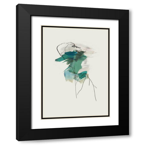 Teal Collide II Black Modern Wood Framed Art Print with Double Matting by PI Studio