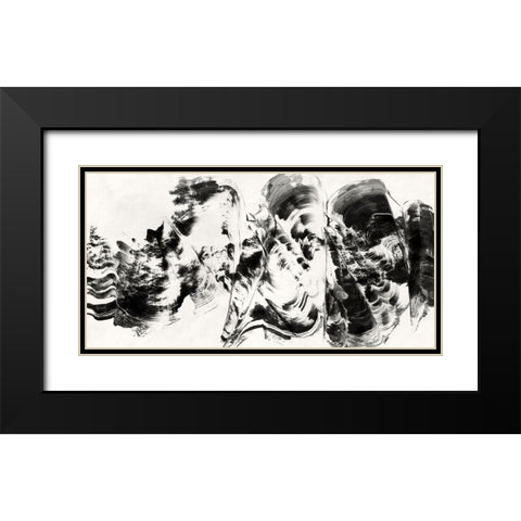 Rhythm Convergence Black Modern Wood Framed Art Print with Double Matting by PI Studio