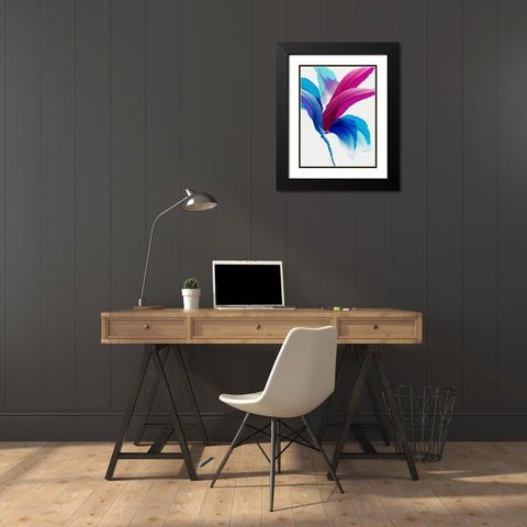 Magenta Bird of Paradise  Black Modern Wood Framed Art Print with Double Matting by PI Studio