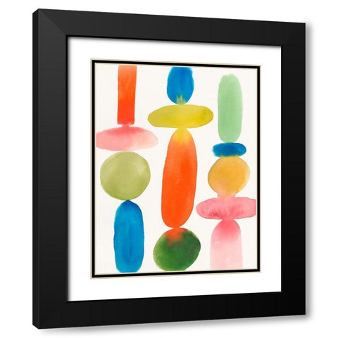 Colourful Shapes I  Black Modern Wood Framed Art Print with Double Matting by PI Studio