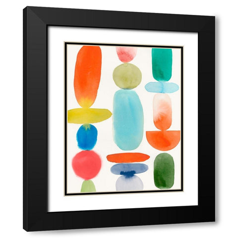 Colourful Shapes II Black Modern Wood Framed Art Print with Double Matting by PI Studio