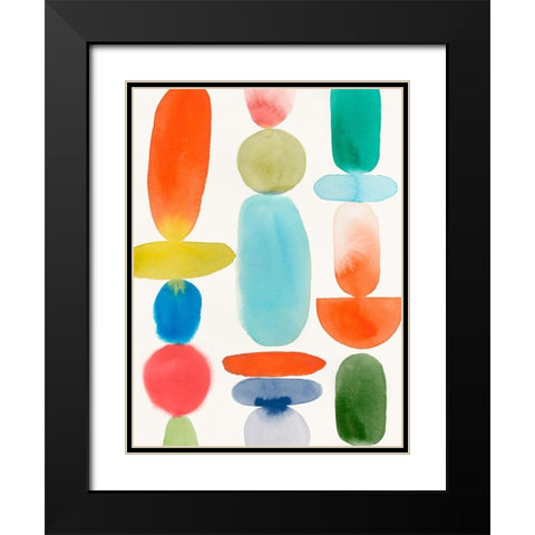 Colourful Shapes II Black Modern Wood Framed Art Print with Double Matting by PI Studio