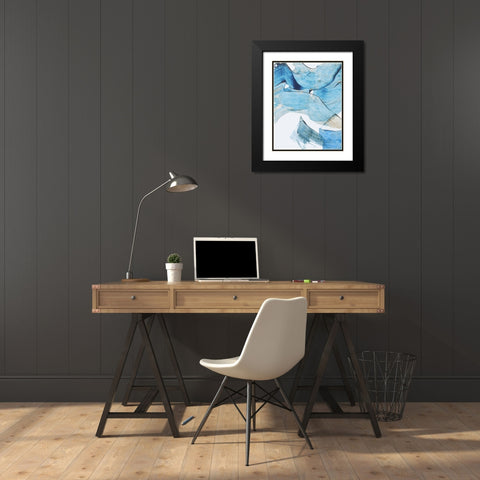 Blue Stroke I  Black Modern Wood Framed Art Print with Double Matting by PI Studio