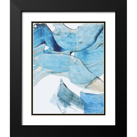 Blue Stroke I  Black Modern Wood Framed Art Print with Double Matting by PI Studio