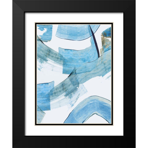 Blue Stroke II Black Modern Wood Framed Art Print with Double Matting by PI Studio
