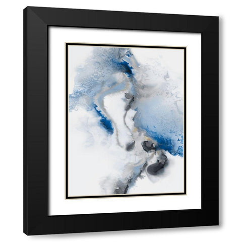 Watercolour Blue II Black Modern Wood Framed Art Print with Double Matting by PI Studio