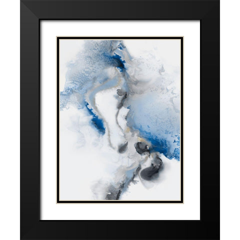 Watercolour Blue II Black Modern Wood Framed Art Print with Double Matting by PI Studio