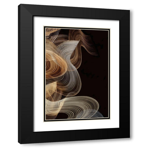 Smokey Lines Black Modern Wood Framed Art Print with Double Matting by PI Studio