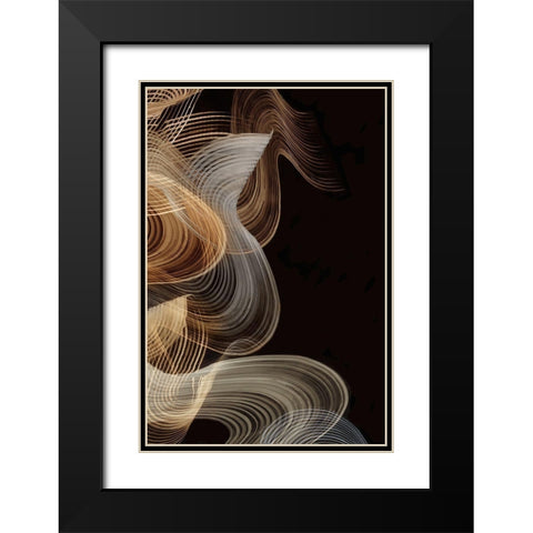 Smokey Lines Black Modern Wood Framed Art Print with Double Matting by PI Studio