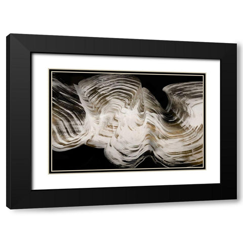 White Strokes  Black Modern Wood Framed Art Print with Double Matting by PI Studio