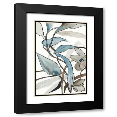 Blooming Blue Florals I  Black Modern Wood Framed Art Print with Double Matting by PI Studio