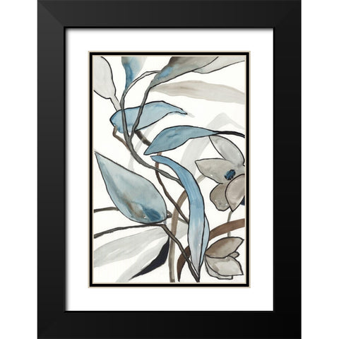 Blooming Blue Florals I  Black Modern Wood Framed Art Print with Double Matting by PI Studio