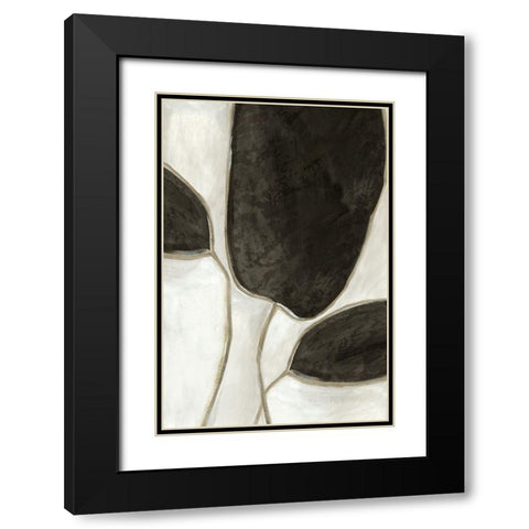 Leaves Like II Black Modern Wood Framed Art Print with Double Matting by PI Studio