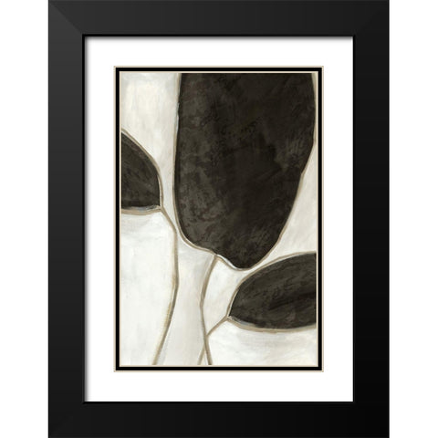 Leaves Like II Black Modern Wood Framed Art Print with Double Matting by PI Studio