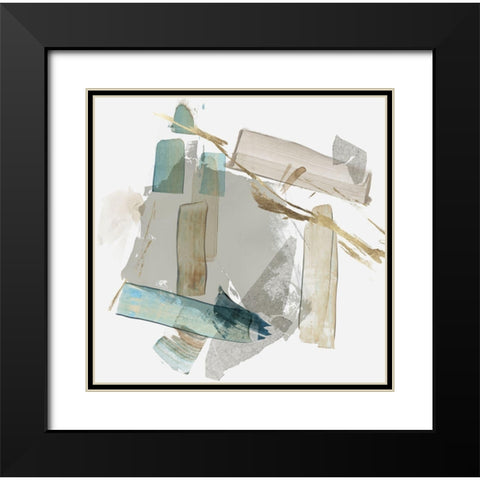 Blue Rectangle Cluster I  Black Modern Wood Framed Art Print with Double Matting by PI Studio