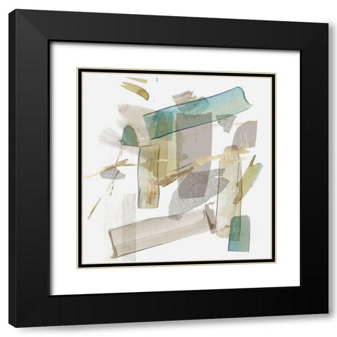 Blue Rectangle Cluster II  Black Modern Wood Framed Art Print with Double Matting by PI Studio