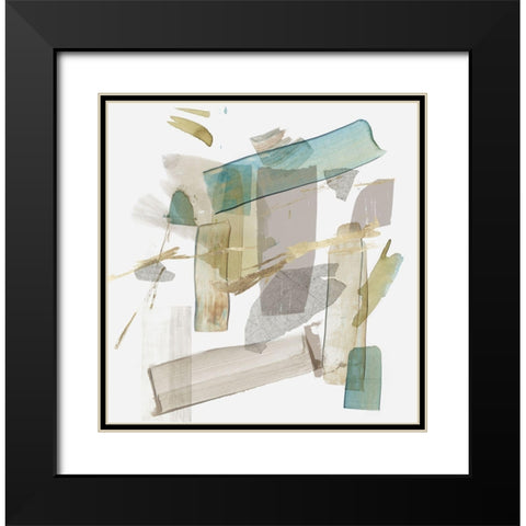 Blue Rectangle Cluster II  Black Modern Wood Framed Art Print with Double Matting by PI Studio