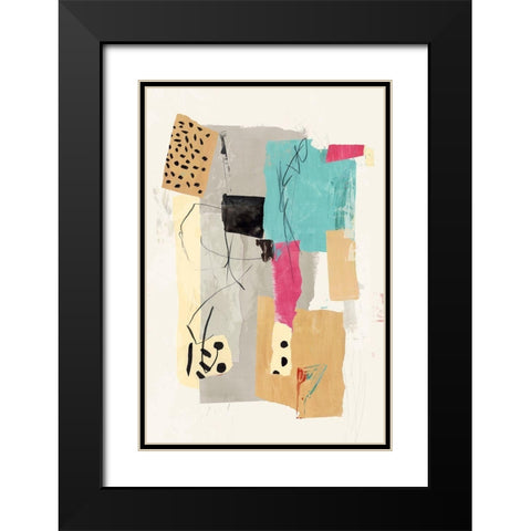 Colourful Collage II Black Modern Wood Framed Art Print with Double Matting by PI Studio